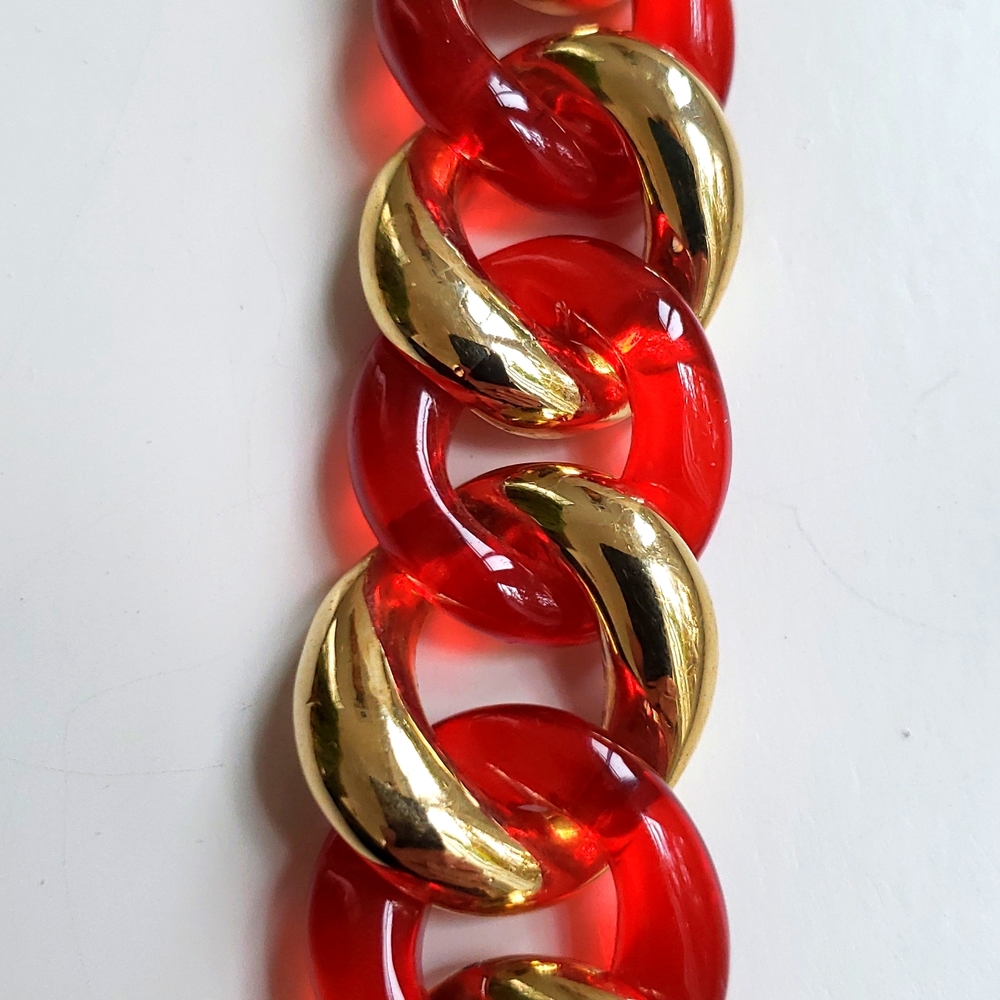 🔥HP🔥VTG Replica Collection Italy Gold/Lucite Link Bracelet - Picture 4 of 8